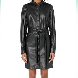 The Drop Black Vegan Leather Dress | Sz XXL